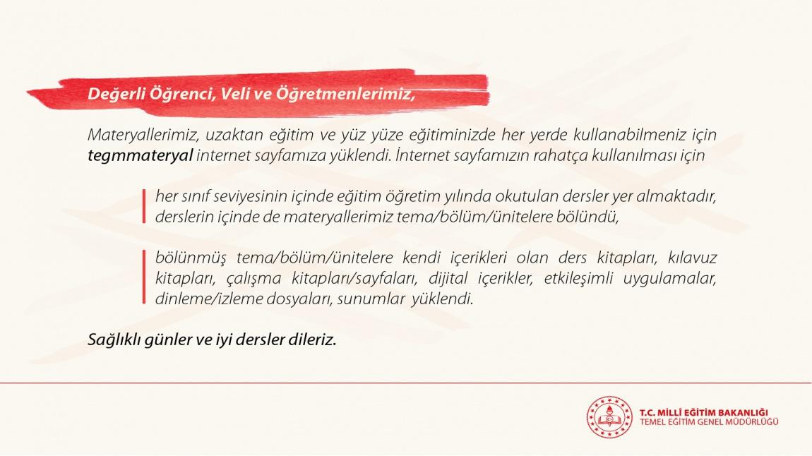 TEMEL EĞİTİM TÜM ÖĞRETİM MATERYALLERİ WEB SAYFASINDA YAYINLANDI.